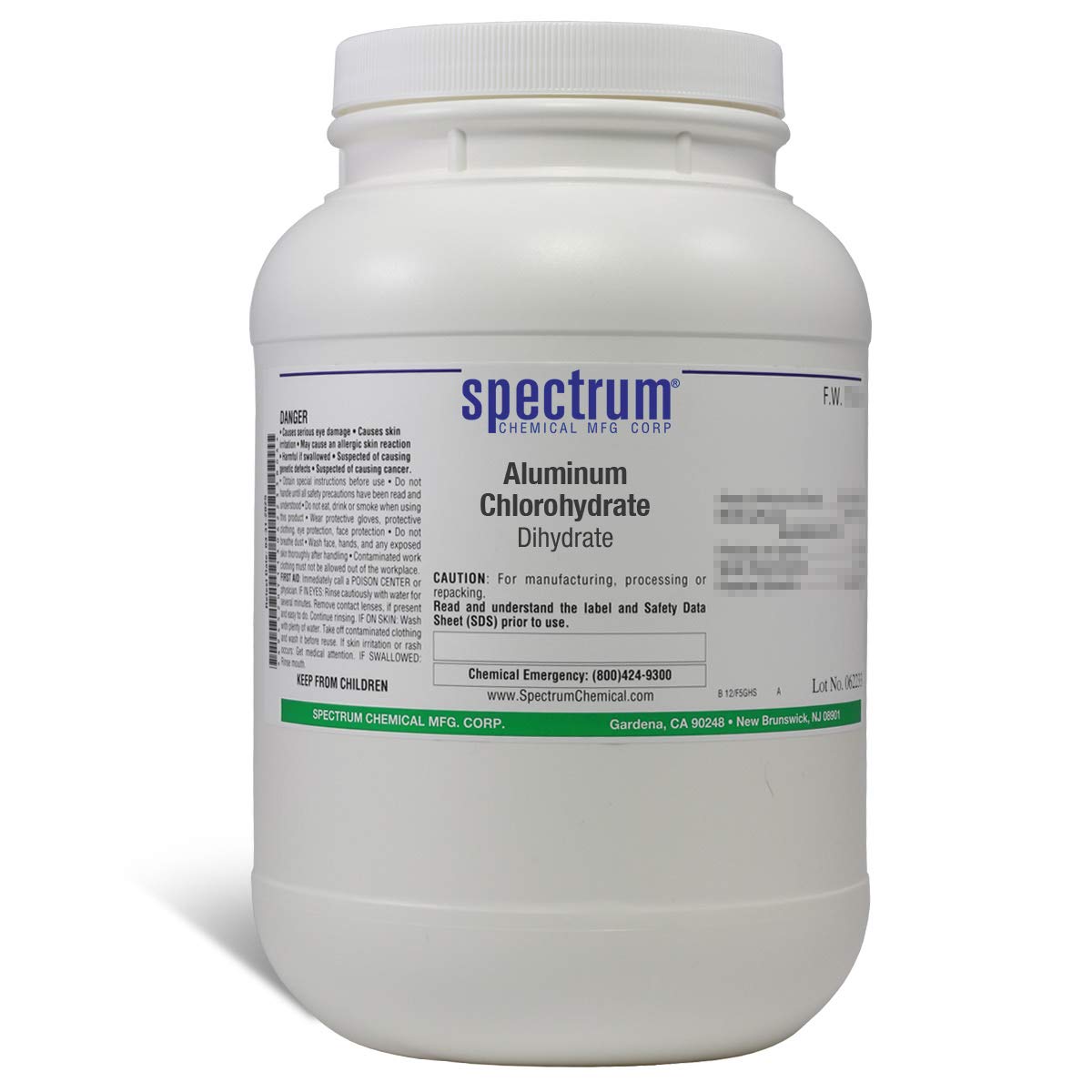 Spectrum A1087-2.5KG Aluminum Chlorohydrate, Aly(OH)3y-zClz/2H2O, 10 cc:  Amazon.com: Industrial & Scientific