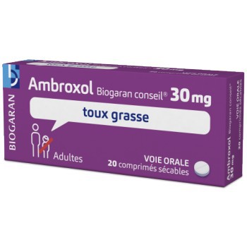 Ambroxol 30mg, Box of 20 tablets for bronchial congestion, Biogaran Conseil