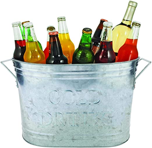 Amazon.com: Twine Country Home Cold Drinks Galvanized Metal Tub, 5.25  gallons: Home & Kitchen