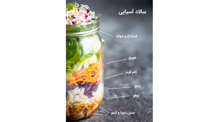 سالاد آسیایی در شیشه