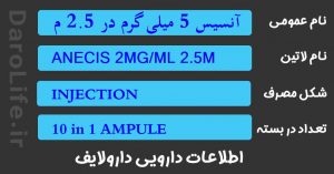 آنسیس 5 میلی گرم در 2.5 میلی لیتر