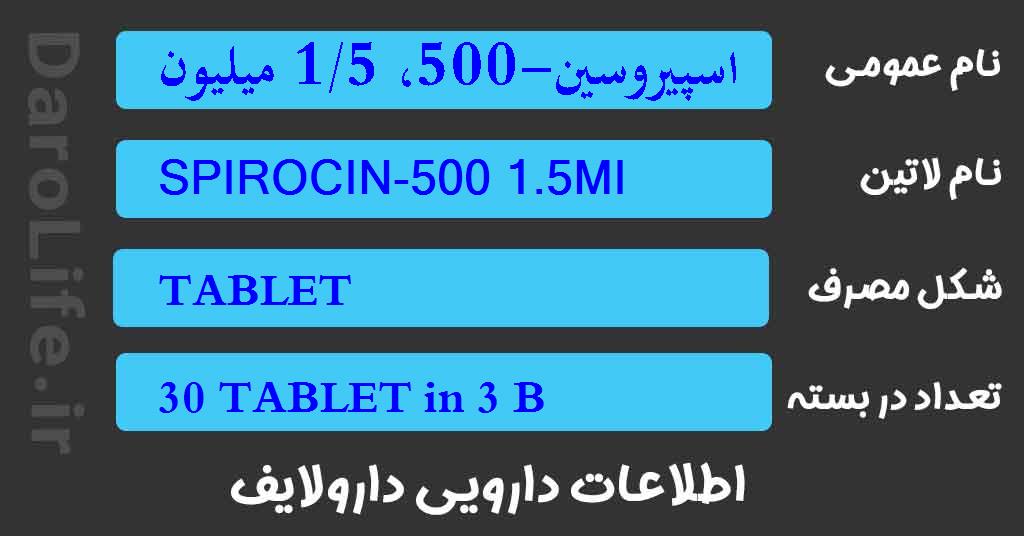 اسپیروسین-500، 1/5 میلیون واحد قرص